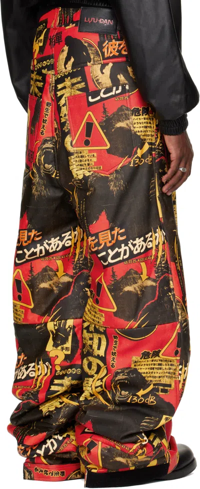Lu'u Dan Ssense Exclusive Black & Red Stacked Leather Snow Pants In Multi