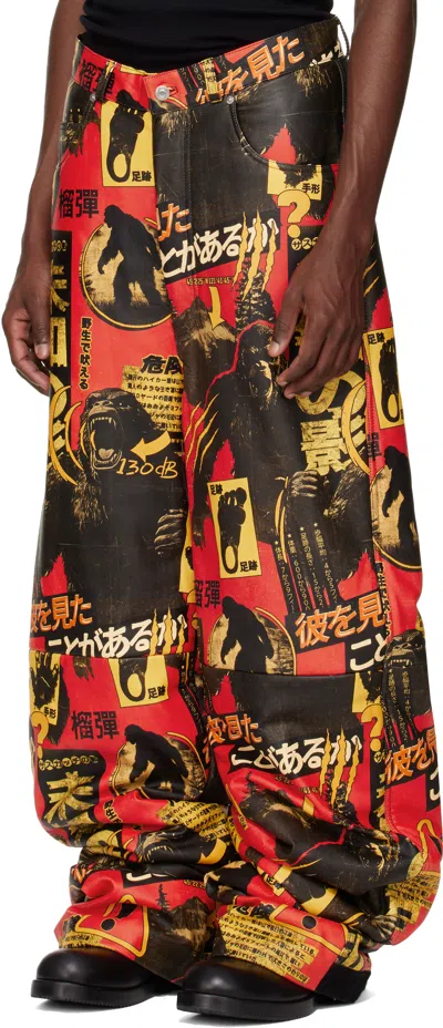 Lu'u Dan Ssense Exclusive Black & Red Stacked Leather Snow Pants In Multi