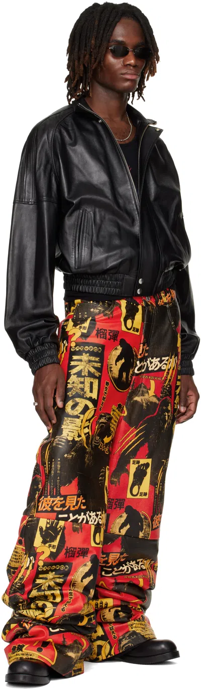 Lu'u Dan Ssense Exclusive Black & Red Stacked Leather Snow Pants In Multi