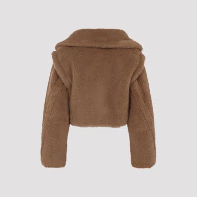 Max Mara Camel Brown Camelwool Santos Teddy Short Vest In Brown