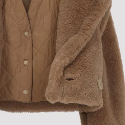 Max Mara Camel Brown Camelwool Santos Teddy Short Vest In Brown