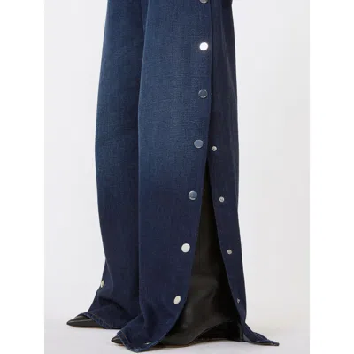 Sportmax Lichene Side Snap Wide Leg Jeans In Blue
