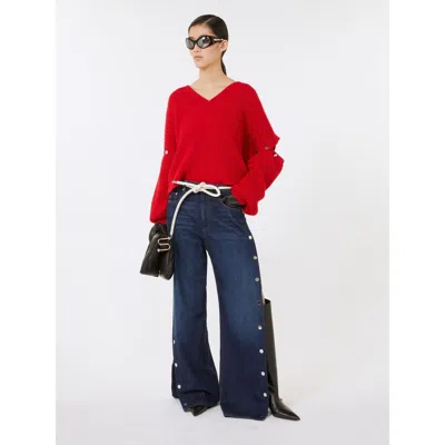 Sportmax Lichene Side Snap Wide Leg Jeans In Blue