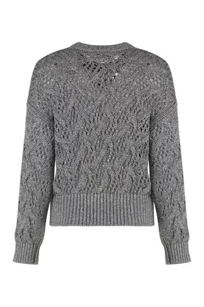Max Mara Studio Pilade Lurex Knit Sweater In Purple