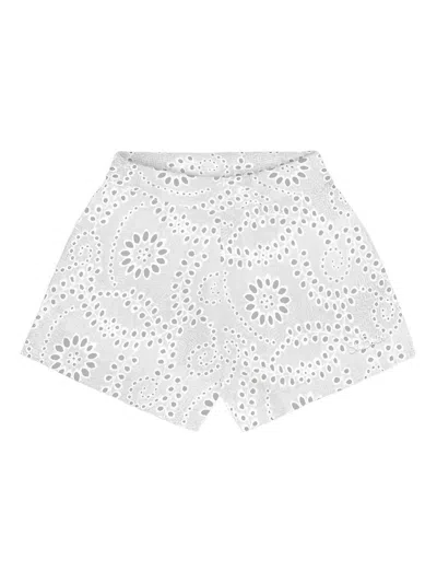 Mc2 Saint Barth Eyelet-embroidered Shorts In White