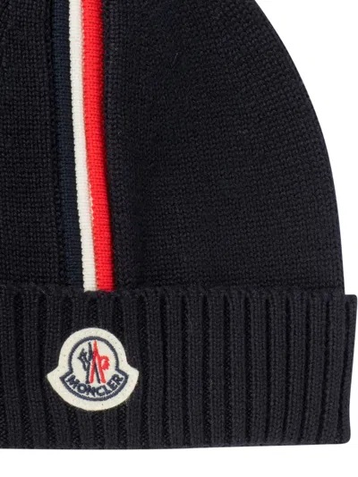 Moncler Kids Wool Beanie In Black