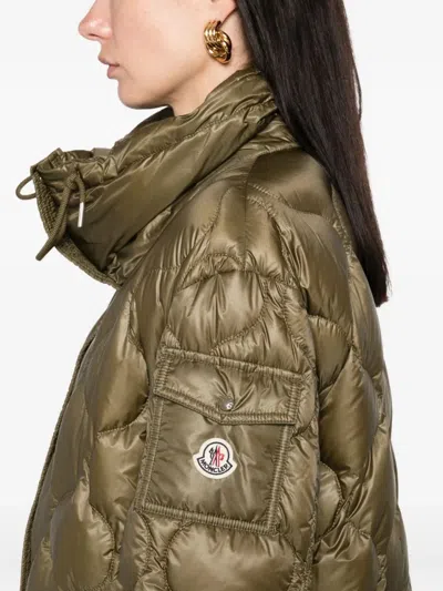 Moncler Womens Medium Green Lombi Hooded Shell-down Jacket Xs In Brown