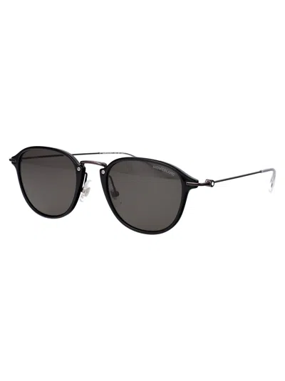 Montblanc Black-ruthenium-grey Metal Sunglasses
