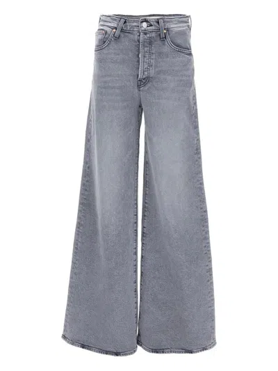 Mother Flood Wide Leg Jeans Belt Loops In Gray