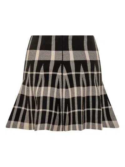Msgm Checked Pleated Mini Skirt In Multi