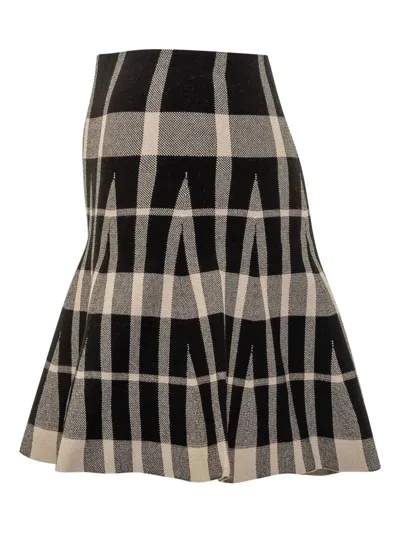 Msgm Checked Pleated Mini Skirt In Multi