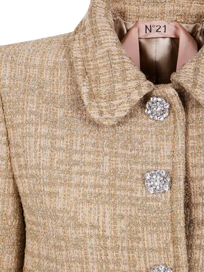 N°21 Long-sleeved Tweed Jacket In Black