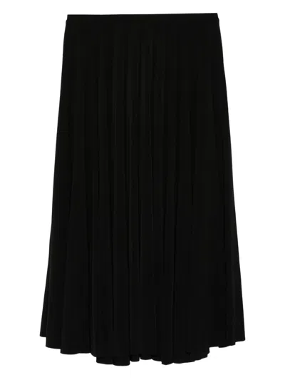 Norma Kamali Pleated Midi Skirt In Black