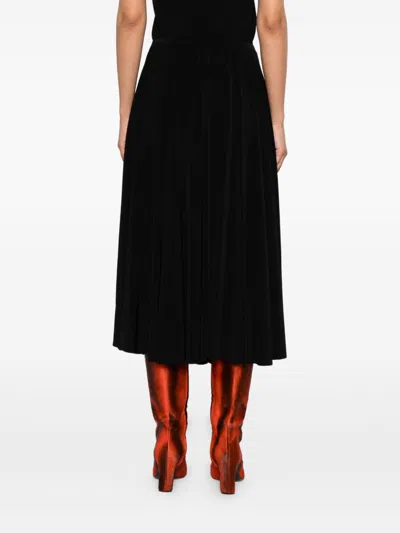 Norma Kamali Pleated Midi Skirt In Black