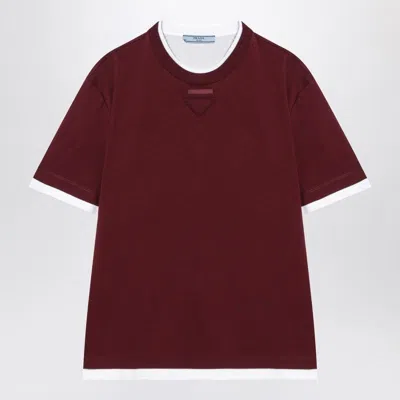 Prada Amaranth T-shirt In Cotton Jersey In Multi