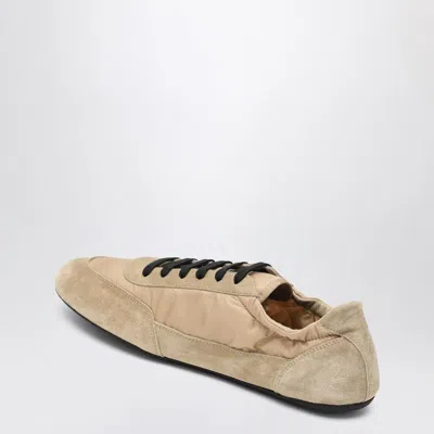 Prada Women Ivory Re-nylon And Suede Collapse Sneakers In Neutral