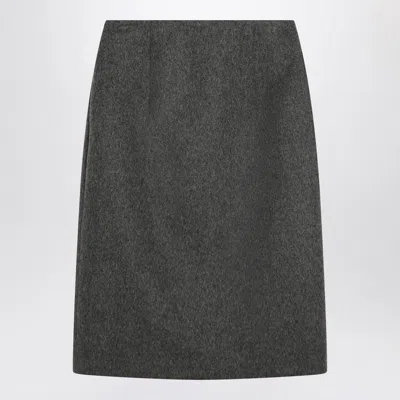 Prada Slate Grey Skirt In Wool In Black