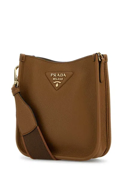 Prada Caramel Leather Crossbody Bag In Pink