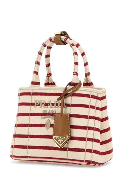 Prada Mini Handbag With Striped Design And Handle In Pattern