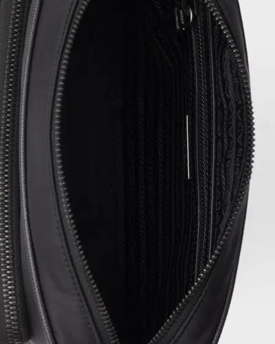 Prada Small Shoulder Bag With Adjustable Strap And Front Zip Pocket In Black