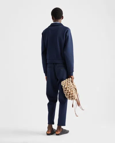 Prada Zippered Technical Fabric Jacket In Blue