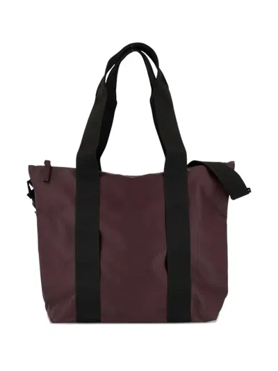 Rains Mini Tote Bag With Double Top Handles In Burgundy