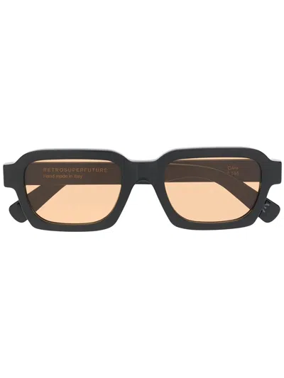 Retrosuperfuture Rectangular Acetate Sunglasses Tinted Lenses In Black