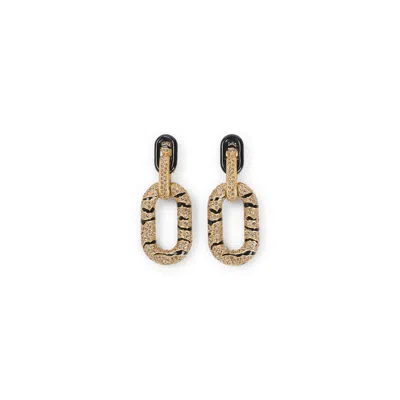 Roberto Cavalli Tiger-stripes Crystal-embellishment Earrings In Gold