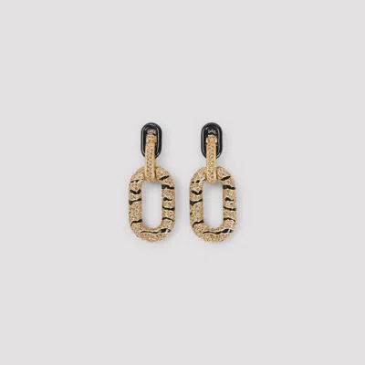 Roberto Cavalli Tiger-stripes Crystal-embellishment Earrings In Gold
