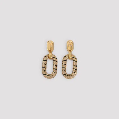 Roberto Cavalli Tiger-stripes Crystal-embellishment Earrings In Gold