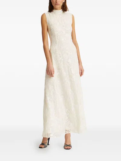 Rotate Birger Christensen Rotate Birgerchristensen Lace Sequin Maxi Dress In Neutral