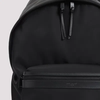 Saint Laurent Black Leather And Nylon Backpack In Black