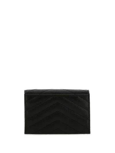 Saint Laurent Black Monogram Envelope Small Wallet In Black