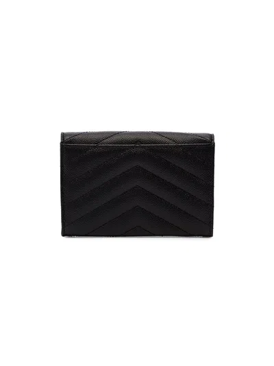 Saint Laurent Black Monogram Envelope Small Wallet In Black