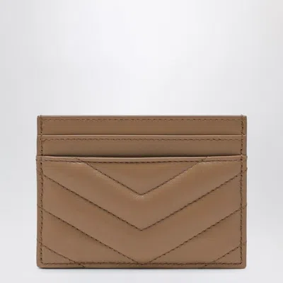 Saint Laurent Cassandre Card Holder Beige In Brown