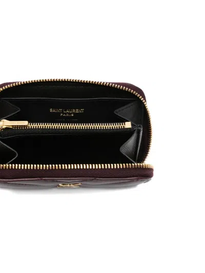Saint Laurent Cassandre Leather Wallet In Cabernet Red