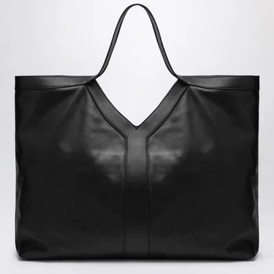 Saint Laurent Maxi Y Tote Bag Black Pebbled Leather In Black