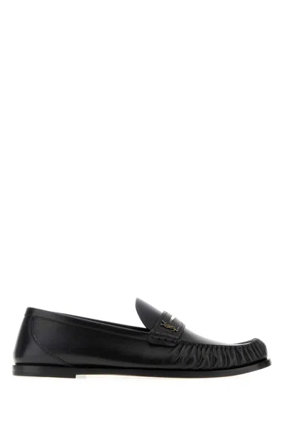 Saint Laurent Laurent Logo-embellished Leather Penny Loafers In Black