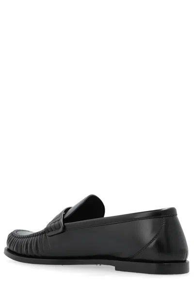 Saint Laurent Laurent Logo-embellished Leather Penny Loafers In Black