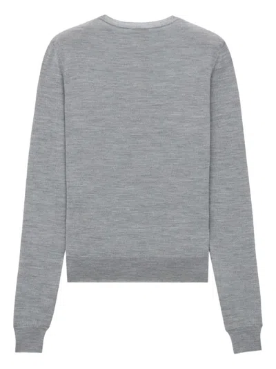 Saint Laurent Cassandre Wool Sweater In Gray