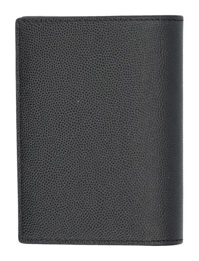 Saint Laurent Logo Card Fold Wallet In Gray