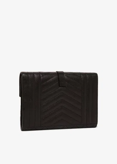 Saint Laurent Envelope Flap Pouch In Mix Matelassé Grain De Poudre Leather