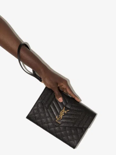Saint Laurent Envelope Flap Pouch In Mix Matelassé Grain De Poudre Leather