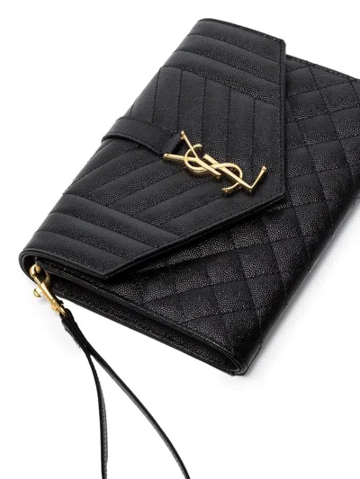 Saint Laurent Envelope Flap Pouch In Mix Matelassé Grain De Poudre Leather
