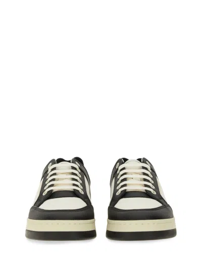 Saint Laurent Sl/61 Low Sneaker In Perforated Calfskin, Rubber Sole, Black And White C In Animal Print