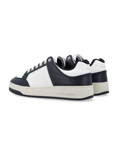 Saint Laurent Sl/61 Low Sneaker In Perforated Calfskin, Rubber Sole, Black And White C In Animal Print