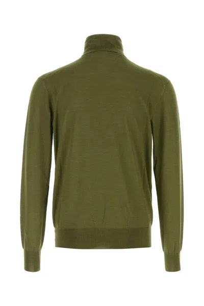 Saint Laurent Wool Blend Turtleneck Sweater In Green