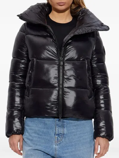 Save The Duck Isla Down Jacket With Laqué Finish In Black