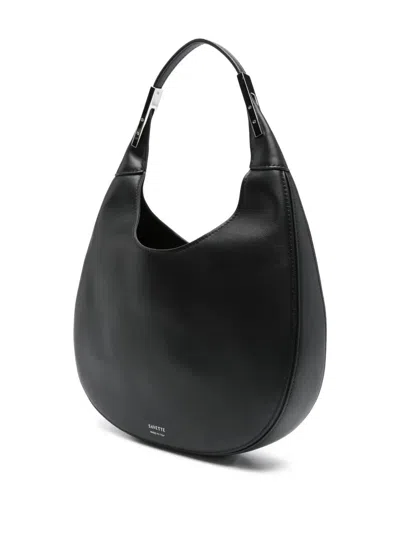 Savette The Small Florence Hobo In Smooth Calf Leather In Black