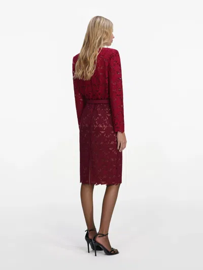 Self-portrait Lace Midi Skirt In Red